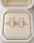 Sculpted Hoop Akoya Pearl Earrings